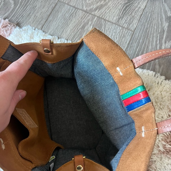 Clare V Tan Mini Bag with Multicolor Stripes - Picture 7 of 7